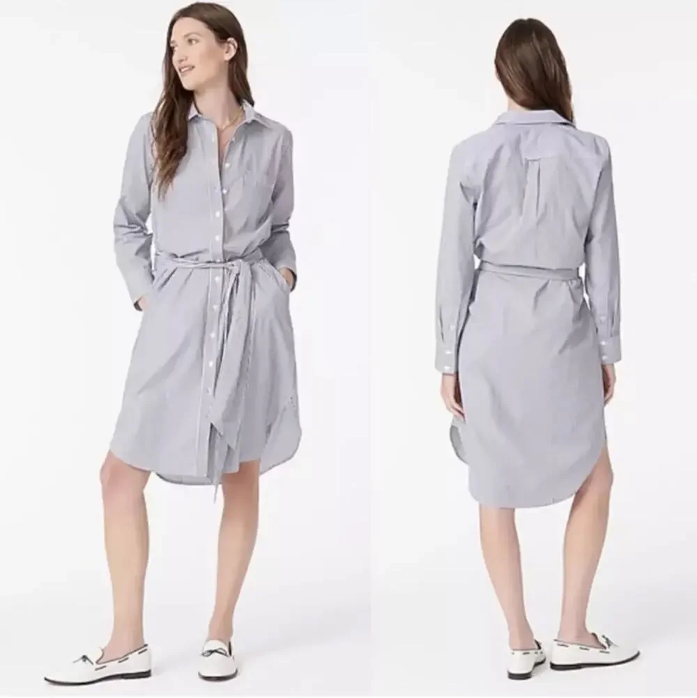 J. Crew Dress Women 2 Classic Fit Crisp Cotton Long Sleeve Button Front Collared